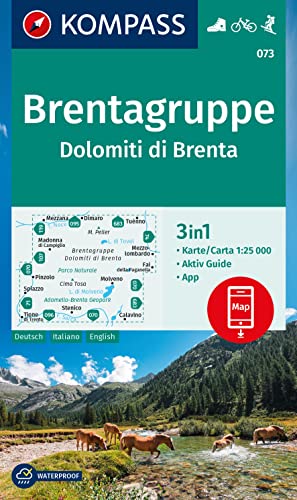 unbekannt Kompass Wanderkarte 073 Brentagruppe / Dolomiti Di Brenta 1, 25.000, 3in1 Wanderkarte Mit Aktiv Guide Inklusive Karte Zur Offline Verwendung In Der