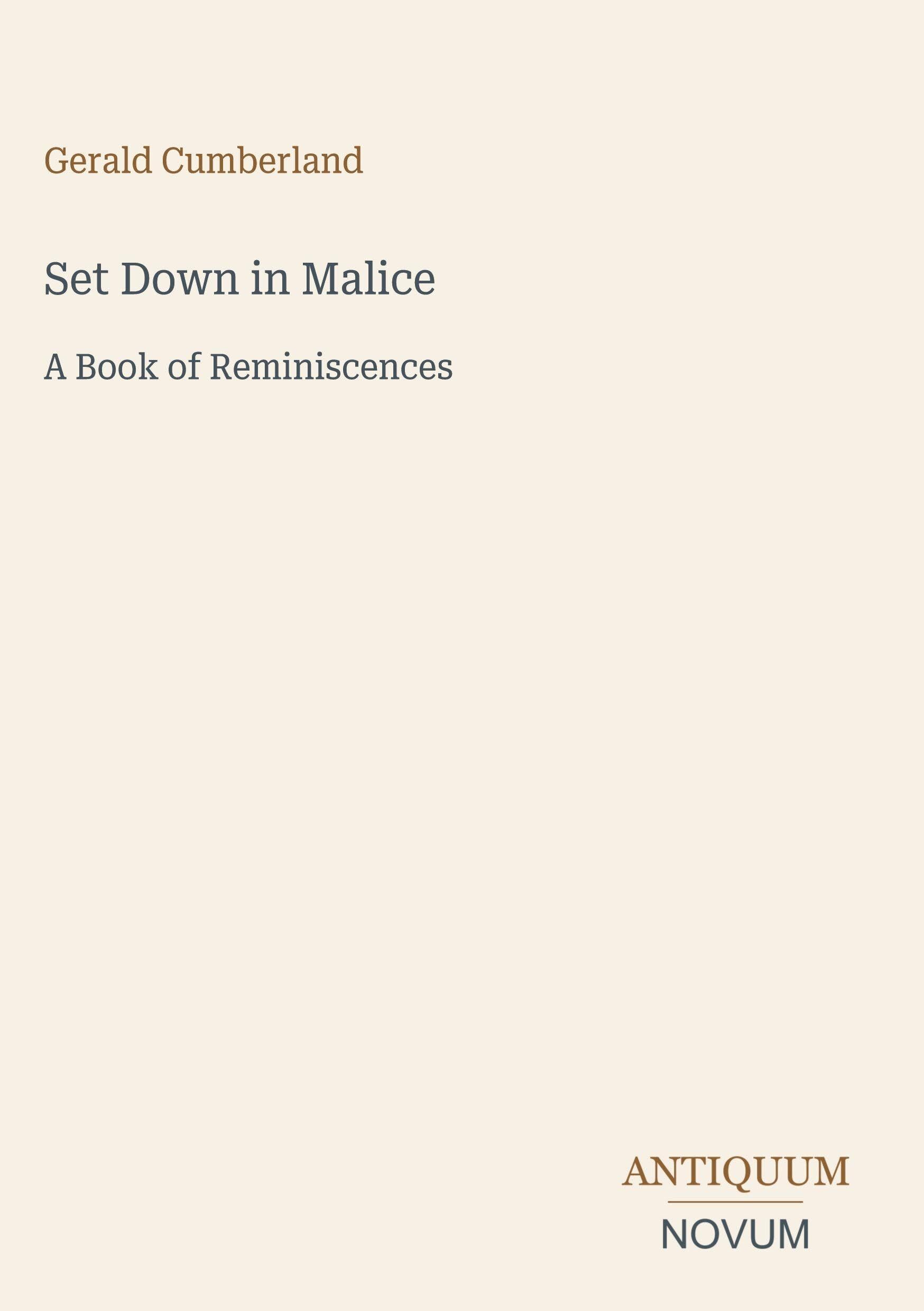 Set Down in Malice