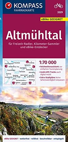 KOMPASS Fahrradkarte 3329 Altmühltal 1:70.000: reiß- und wetterfest mit Extra Stadtplänen