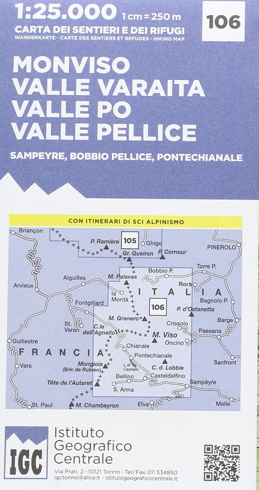 IGC Italien 1 : 25 000 Wanderkarte 106 Monviso