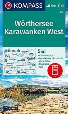 KOMPASS Wanderkarte Wörthersee, Karawanken West: 5in1 Wanderkarte 1:50000 mit Panorama, Aktiv Guide und Detailkarten inklusive Karte zur offline ... Langlaufen. (KOMPASS-Wanderkarten, Band 61)