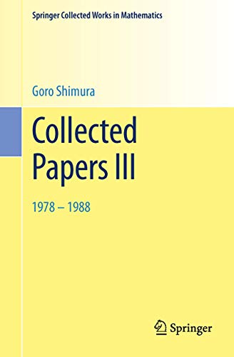 Collected Papers III: 1978–1988 (Springer Collected Works in Mathematics, Band 3)