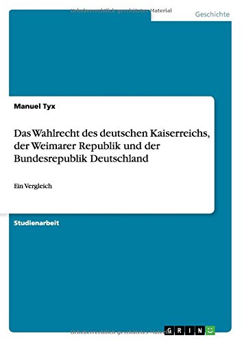 Das Wahlrecht des deutschen Kaiserreichs, der Weimarer Republik und der Bundesrepublik Deutschland: Ein Vergleich