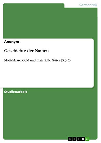Geschichte der Namen: Motivklasse: Geld und materielle Güter (5.3.5)
