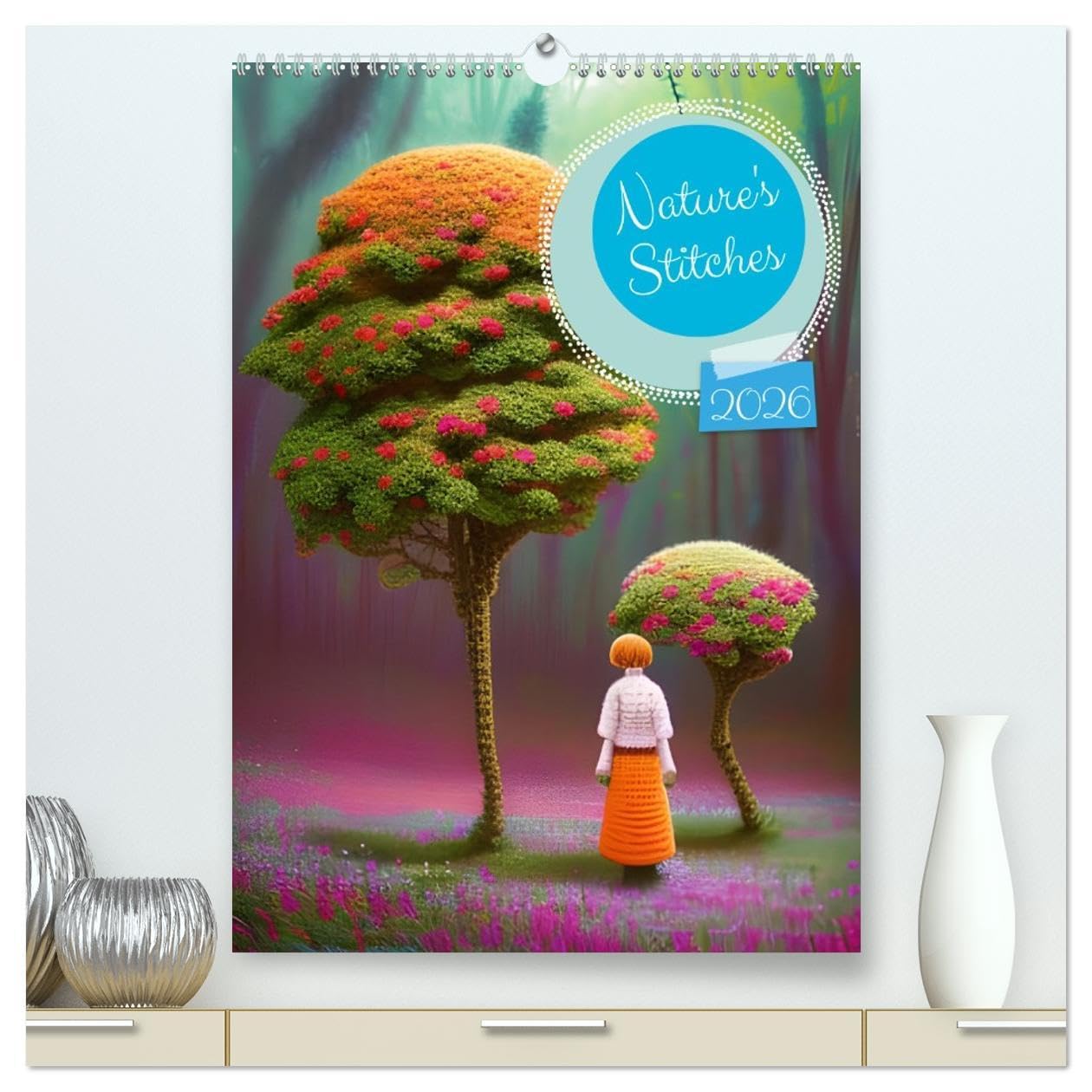 Nature's Stitches (High Quality Premium Wall Calendar 2026 DIN A2 portrait),CALVENDO 12 Month Wall Calendar: Botanical Crochet Digital AI Art