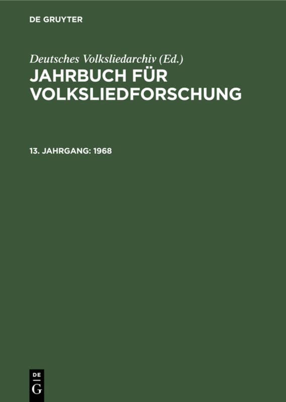 1968 (Jahrbuch für Volksliedforschung)