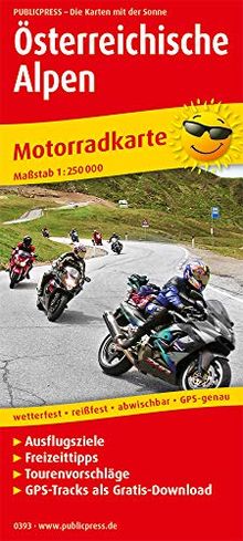 Österreichische Alpen: Motorradkarte mit Ausflugszielen, Einkehr- & Freizeittipps und Tourenvorschlägen, wetterfest, reissfest, abwischbar, GPS-genau. 1:250000 (Motorradkarte / MK)