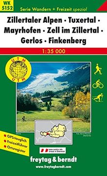 Freytag Berndt Wanderkarten, WK 5152 Zillertaler Alpen - Tuxertal - Mayrhofen - Zell im Zillertal - Gerlos - Finkenberg - Maßstab 1:35.000