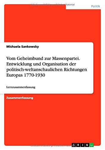 Vom Geheimbund zur Massenpartei. Entwicklung und Organisation der politisch-weltanschaulichen Richtungen Europas 1770-1930: Lernzusammenfassung