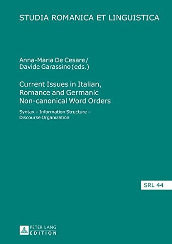 Current Issues in Italian, Romance and Germanic Non-canonical Word Orders: Syntax - Information Structure - Discourse Organization (Studia Romanica et Linguistica)