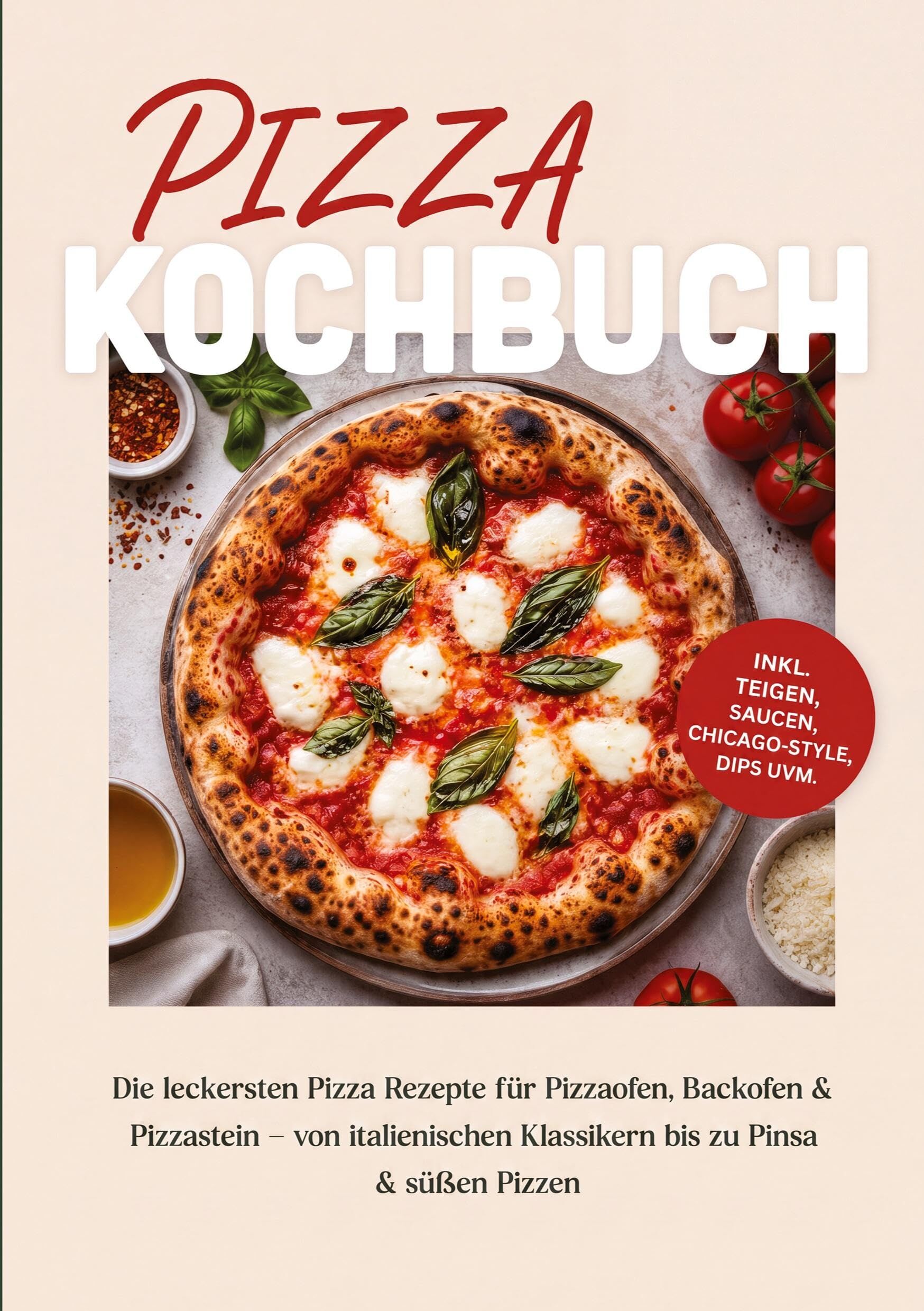 Pizza Kochbuch: Die leckersten Pizza Rezepte für Pizzaofen, Backofen & Pizzastein - von italienischen Klassikern bis zu Pinsa & süßen Pizzen - inkl. Teigen, Saucen, Chicago-Style, Dips uvm.