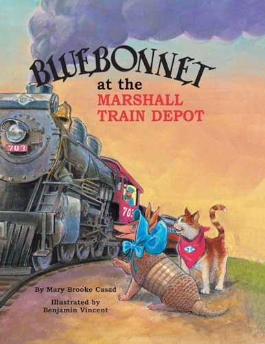 Bluebonnet at the Marshall Train Depot (Bluebonnet the Armadillo)