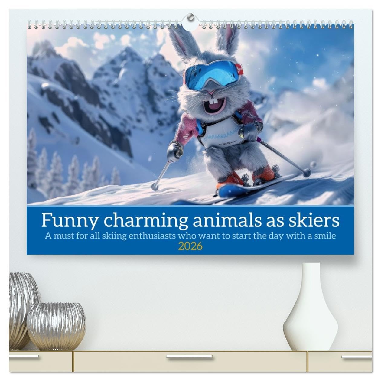 Funny charming animals as skiers (High Quality Premium Wall Calendar 2026 DIN A2 landscape),CALVENDO 12 Month Wall Calendar: A must-have for all ... who want to start the day with a smile