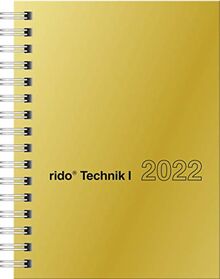 Wochenkalender Modell perfect/Technik I, 2022, Glanzkarton-Einband goldfarben: 2 Seiten = 1 Woche