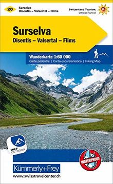 Surselva, Disentis, Valsertal, Flims Wanderkarte Nr. 20: 1:60 000, waterproof, Freemap on Smartphone included (Kümmerly+Frey Wanderkarten)