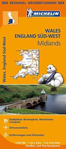 Michelin Wales, England Süd-West, Midlands: Straßen- und Tourismuskarte 1:400.000 (MICHELIN Regionalkarten)