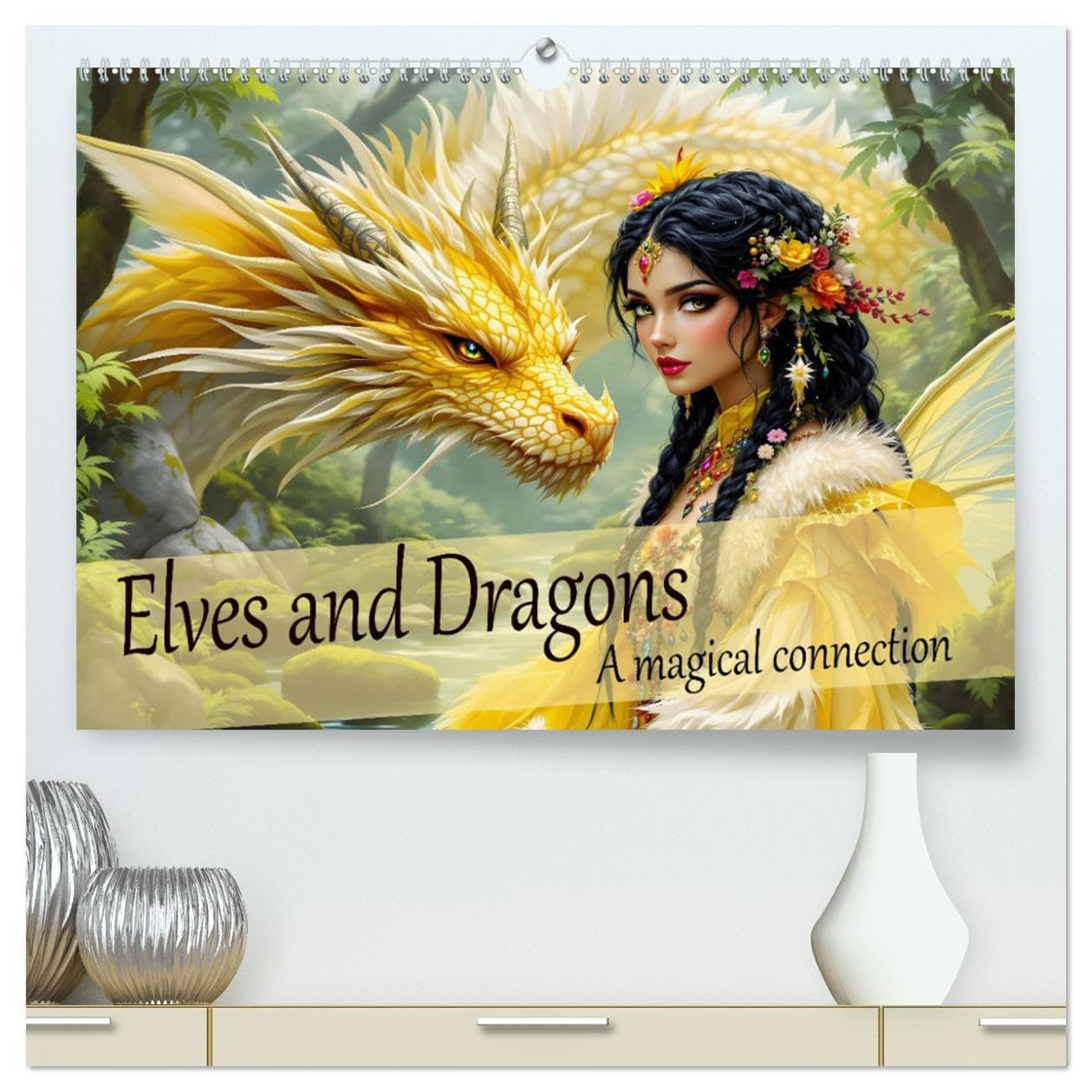 Elves and Dragons - A magical connection (High Quality Premium Wall Calendar 2026 DIN A2 landscape),CALVENDO 12 Month Wall Calendar: Annual journey with magical elves and dragons.