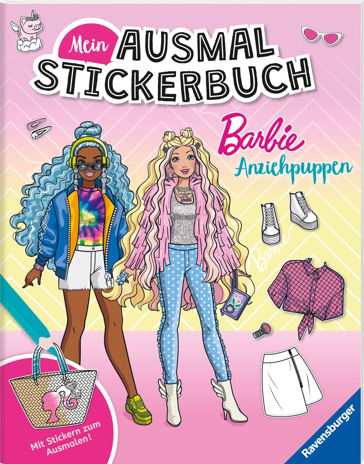 Mein Ausmalstickerbuch Barbie - Anziehpuppen