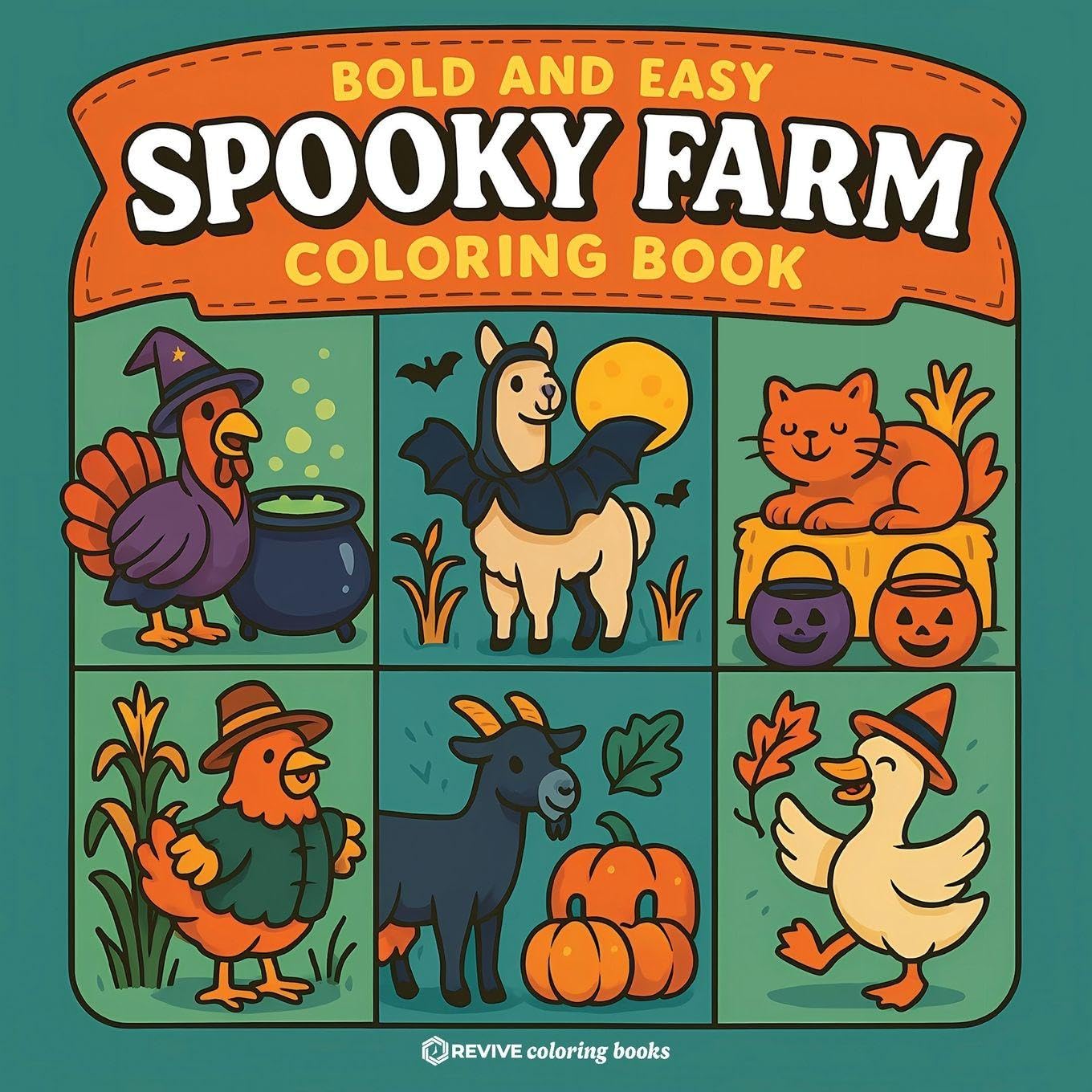 Bold & Easy Spooky Farm Coloring Book: Fun and Festive Cozy Halloween Stress Relief Coloring (Bold & Easy Stress Relief Coloring Books)
