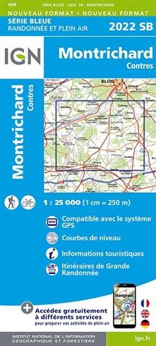Montrichard - Contres 1 : 25 000 Carte Topographique Serie Bleue Itineraires de Randonnee