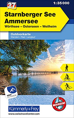 Starnberger See Ammersee Nr. 27 Outdoorkarte Deutschland 1:35 000: Wörthsee, Osterseen, Weilheim, free Download mit HKF Outdoor App (Kümmerly+Frey Outdoorkarten Deutschland)