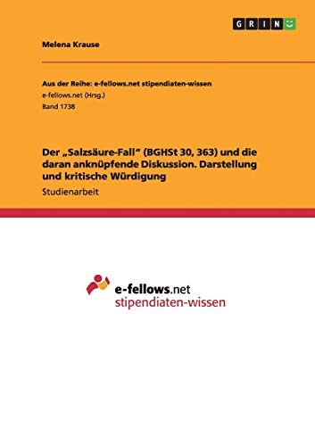 Der Salzsäure-Fall (BGHSt 30, 363) und die daran anknüpfende Diskussion. Darstellung und kritische Würdigung