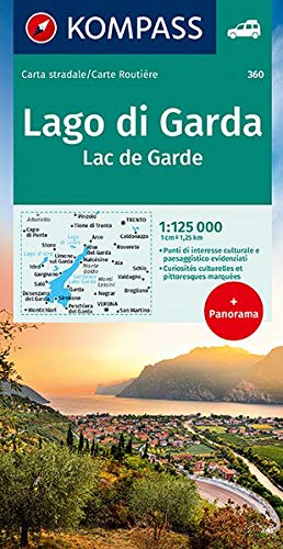 Gardasee - Lago di Garda: Strassenkarte 1:125000 mit Panorama. (KOMPASS-Panoramakarten, Band 360)