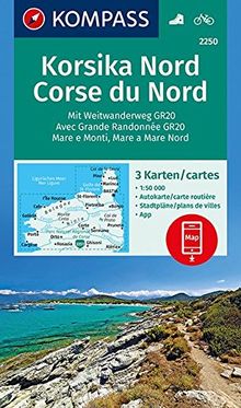 Korsika Nord, Corse du Nord, Weitwanderweg GR20: 3 Wanderkarten 1:50000 im Set inklusive Karte zur offline Verwendung in der KOMPASS-App. Fahrradfahren. (KOMPASS-Wanderkarten, Band 2250)