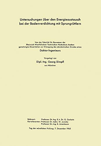 Untersuchungen über den Energieaustausch bei der Bodenverdichtung mit Sprungrüttlern (German Edition)
