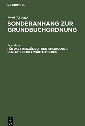 Sonderanhang zur Grundbuchordnung, Für das französisch und amerikanisch besetzte Gebiet Württembergs