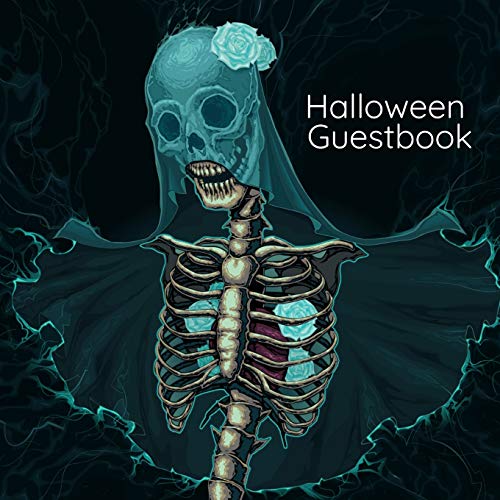 Halloween Guestbook: Gothic Wedding Guest Book For Bride And Groom - Black Themed Notebook for Adults - 8.5 x 8.5 Inches, 100 Pages With Lines for Anecdotes, Quotes, Sayings From Friends & Family