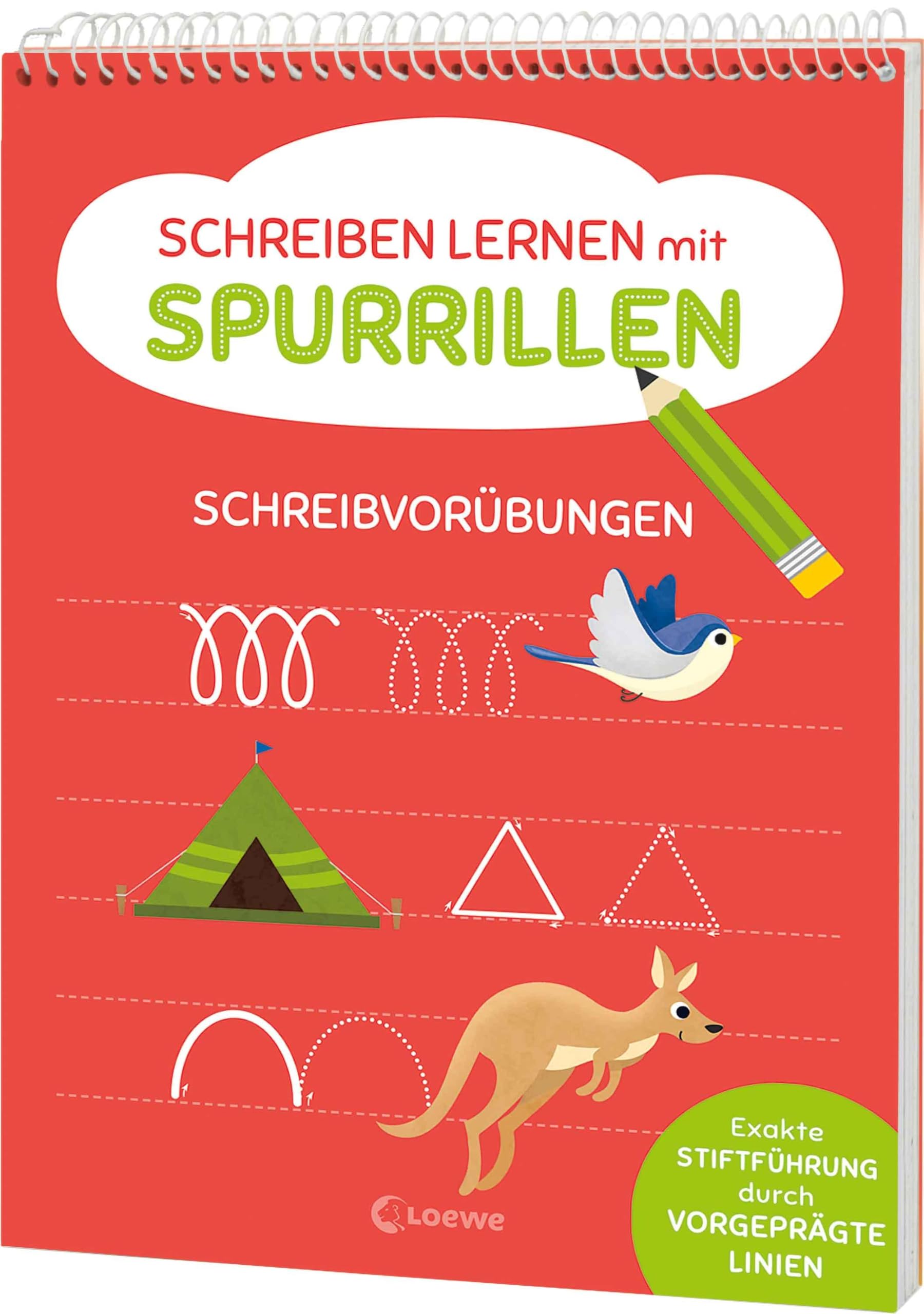 Schreiben lernen mit Spurrillen - Schreibvorübungen: Schreibblock mit vorgeprägten Linien für Vorschulkinder ab 5 Jahren