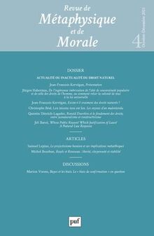 Revue de métaphysique et de morale, n° 4 (2021). Actualité ou inactualité du droit naturel