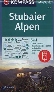 Stubaier Alpen: 5in1 Wanderkarte 1:50000 mit Panorama, Aktiv Guide und Detailkarten inklusive Karte zur offline Verwendung in der KOMPASS-App. ... Skitouren. (KOMPASS-Wanderkarten, Band 83)