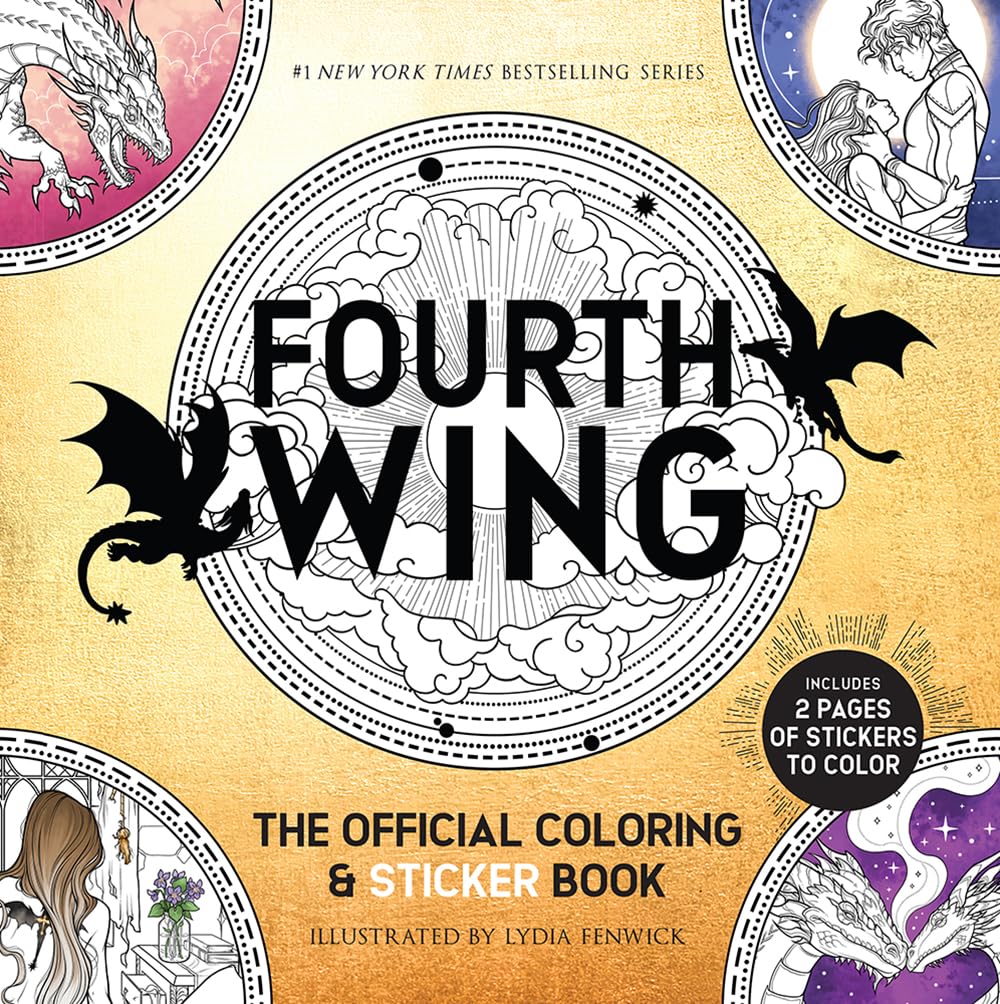 Lydia Fenwick Fourth Wing, The Official Coloring & Sticker Book, Includes 2 Pages Of Stickers To Color (Dover Adult Coloring Books)