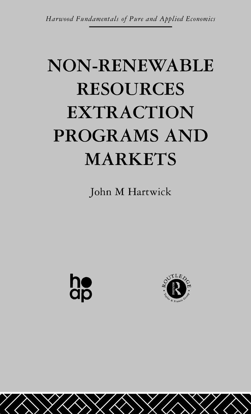 Non-Renewable Resources Extraction Programs and Markets (Harwood Fundamentals of Pure and Applied Economics)