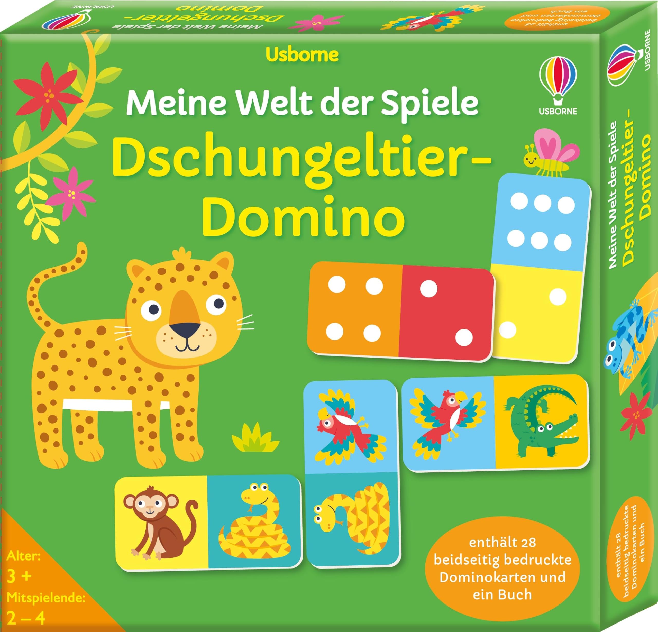 Meine Welt der Spiele: Dschungeltier-Domino: enthält 28 beidseitig bedruckte Dominokarten und ein Buch – für Kinder ab 3 Jahren
