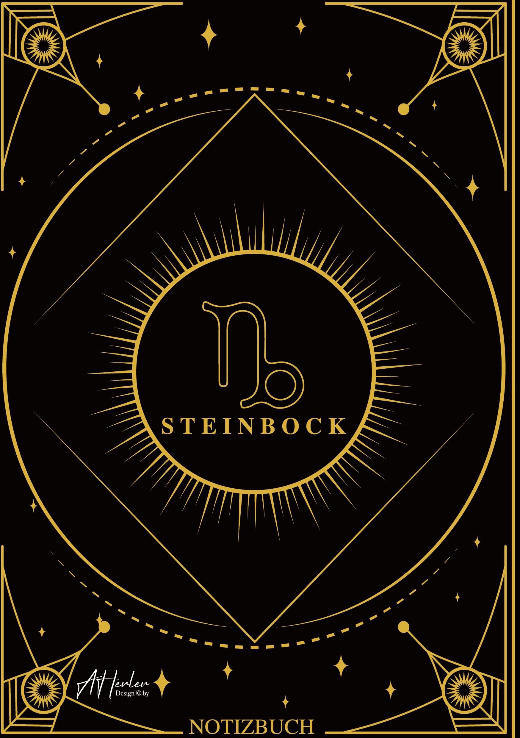 Edles Notizbuch Sternzeichen Steinbock | Designed by Alfred Herler: Liniertes Notizbuch mit 150 Seiten in edlem Sternzeichen-Design zum ... Notizen, persönlichen Gedanken und Ideen