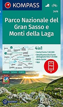 KOMPASS Wanderkarte Parco Nazionale del Gran Sasso e Monti della Laga: 4in1 Wanderkarte 1:50000 mit Aktiv Guide und Detailkarten inklusive Karte zur ... (KOMPASS-Wanderkarten, Band 2476)