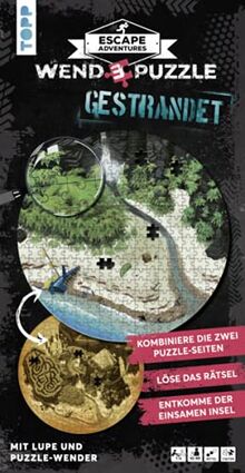 Escape Adventures Wendepuzzle - Gestrandet: Puzzle zum Wenden, inklusive Puzzle-Wender, Lupe und Rätselbuch.