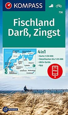 KOMPASS Wanderkarte Fischland, Darß, Zingst: 4in1 Wanderkarte 1:50000 mit Aktiv Guide und Detailkarten inklusive Karte zur offline Verwendung in der ... (KOMPASS-Wanderkarten, Band 736)