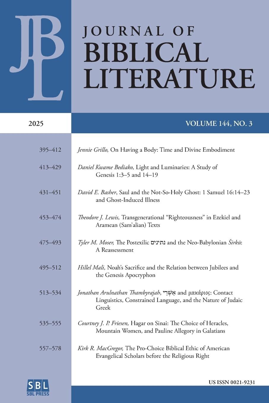 Journal of Biblical Literature 144.3 (2025)