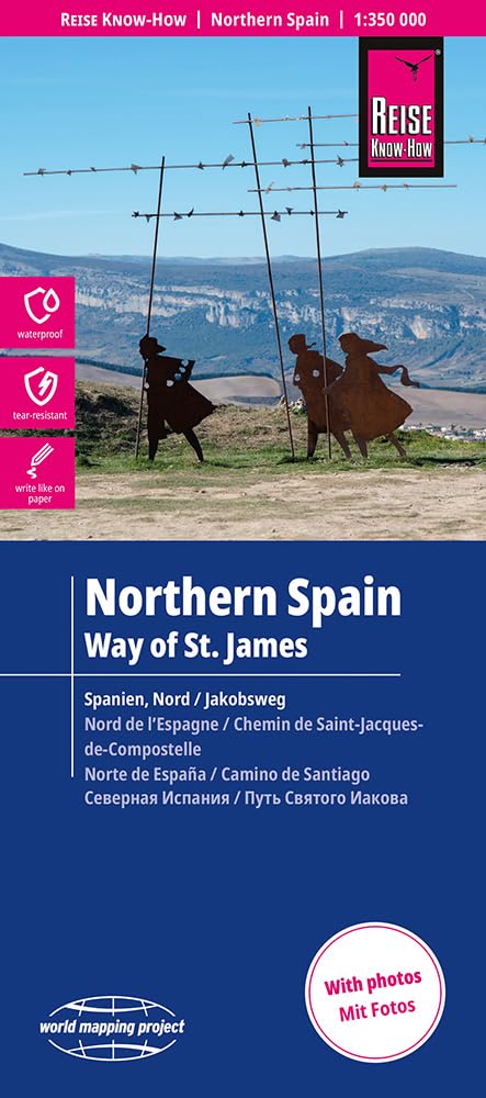 Reise Know-How Landkarte Nordspanien mit Jakobsweg | Northern Spain and Way of St. James (1:350.000): reiß- und wasserfest (world mapping project)