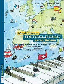 Musikalische Rätselreise durch Europa. Bekannte Folksongs für Klavier