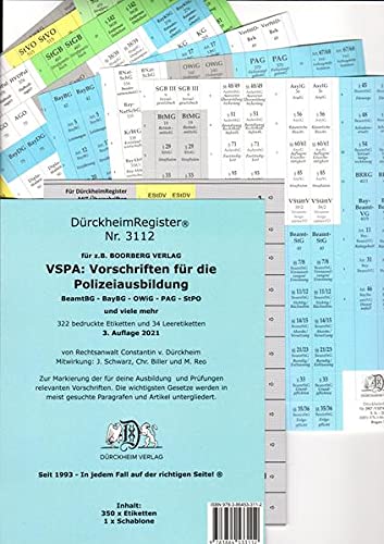 DürckheimRegister® VSPA -Alles-2022 DürckheimRegister® : 322 DürckheimRegister® (sog. Griffregister) für die VSPA -Vorschriftensammlung: Markiere ... Gesetzen, Paragrafen und Stichworten