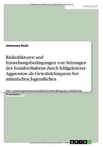 Risikofaktoren und Entstehungsbedingungen von Störungen des Sozialverhaltens durch fehlgeleiteter Aggression als Gewaltdelinquenz bei männlichen ... Perspektive