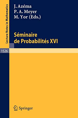 Seminaire de Probabilites XXVI (Lecture Notes in Mathematics) (English and French Edition) (Lecture Notes in Mathematics, 1526, Band 1526)