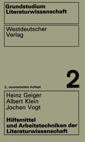 Hilfsmittel Und Arbeitstechniken Der Literaturwissenschaft (German Edition) (Grundstudium Literaturwissenschaft)