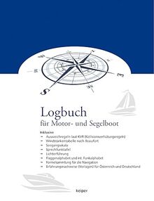 Logbuch für Motorboot und Segelboot - Inkl. Ausweichregeln laut KVR, Windstärkentabelle (Beaufort), Seegangsskala, Sprechfunktafel, Lichterführung, ... Formelsammlung für die Navigation.