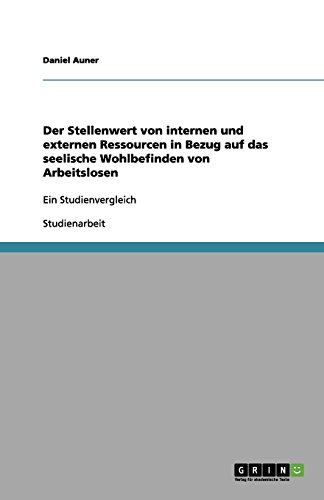 Der Stellenwert von internen und externen Ressourcen in Bezug auf das seelische Wohlbefinden von Arbeitslosen: Ein Studienvergleich